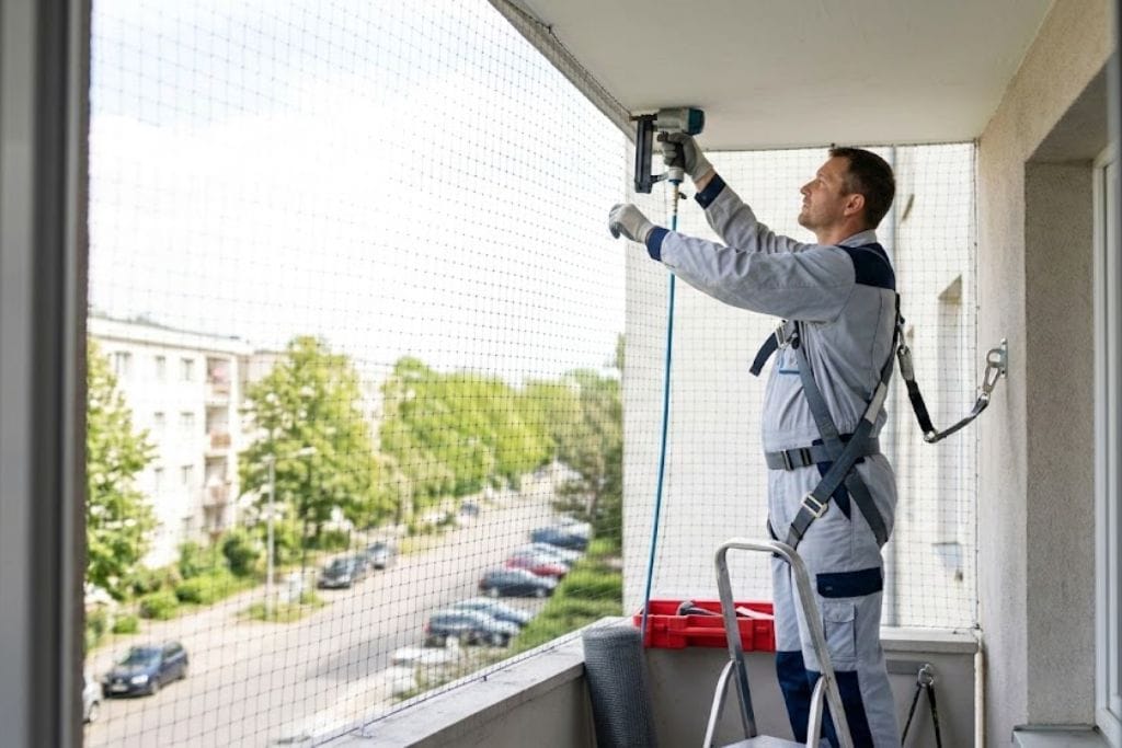 montaz-siatki-na-balkonie Zabezpieczenie balkonu siatką